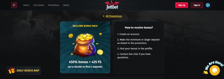 Jettbet Casino bonus bienvenue