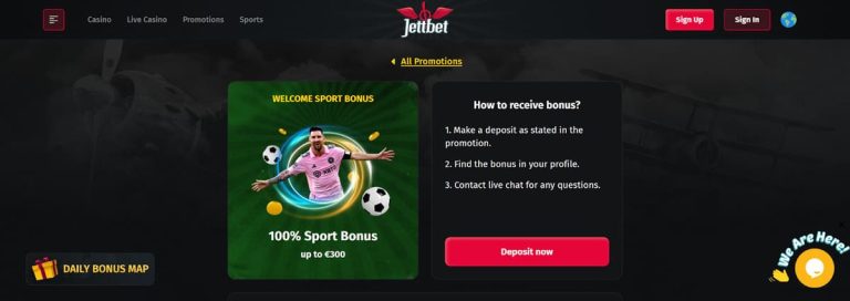 Jettbet Casino bonus bienvenue sport