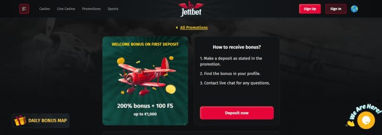 Jettbet Casino bonus premier dépôt
