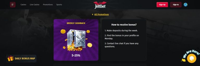 Jettbet Casino cashback