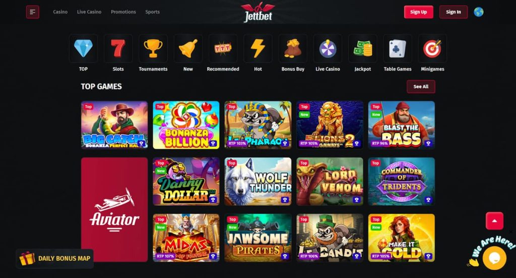 Jettbet Casino page accueil